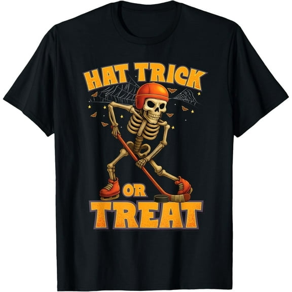 Funny Skeleton Ice Hockey Player Halloween Costume Boys T-Shirt