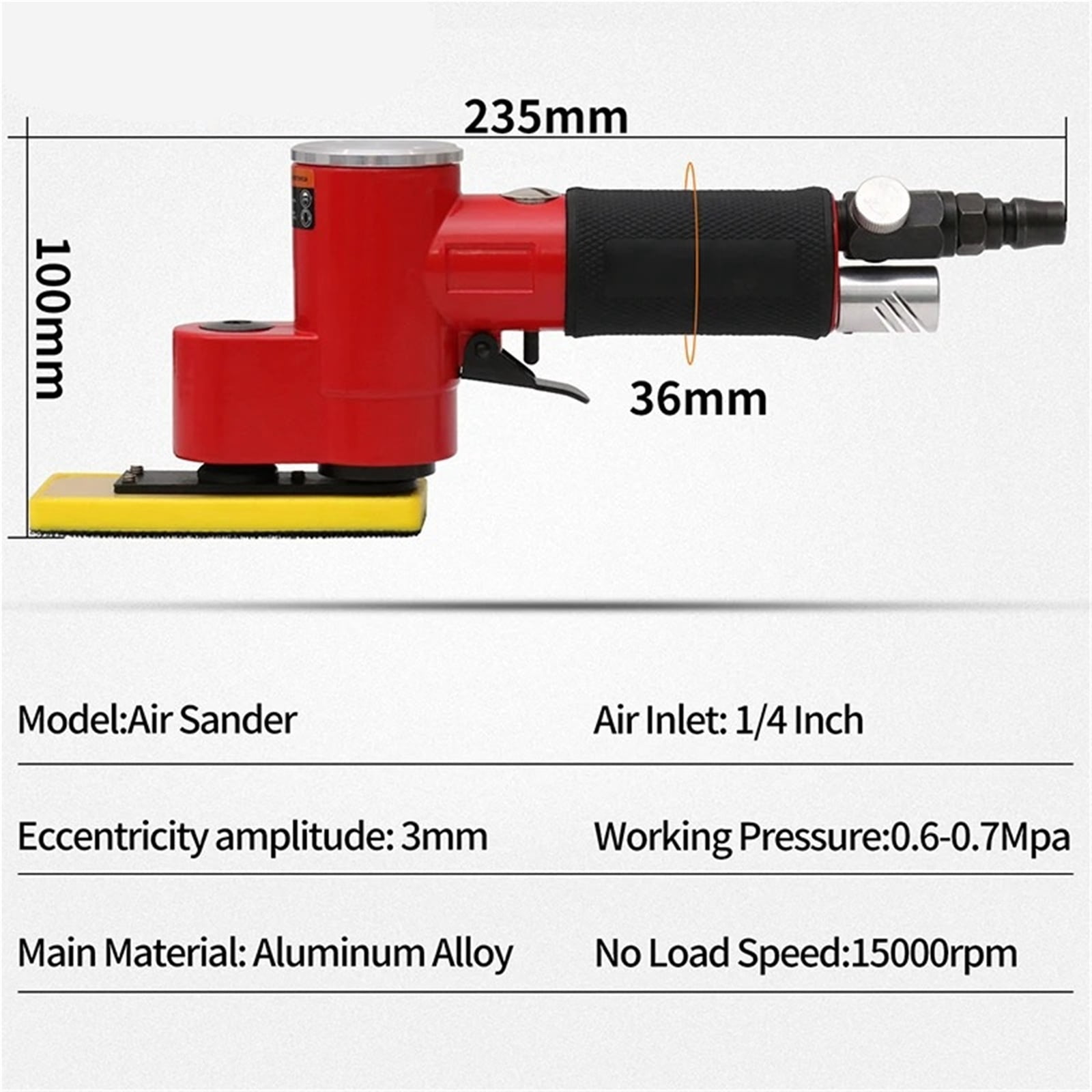 Pneumatic Sandpaper Polisher Tool Triangle Air Random Orbital Sander Machine for Woodworking Polishing and Metal-polishing - Multi-Purpose Tool