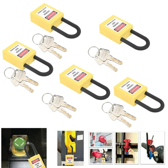 Dual Label Safety Padlock, High Temp & Impact Proof, Non Conductive Wear Proof Materials, Key Retention Design for Industrial Commercial Equipment Locking