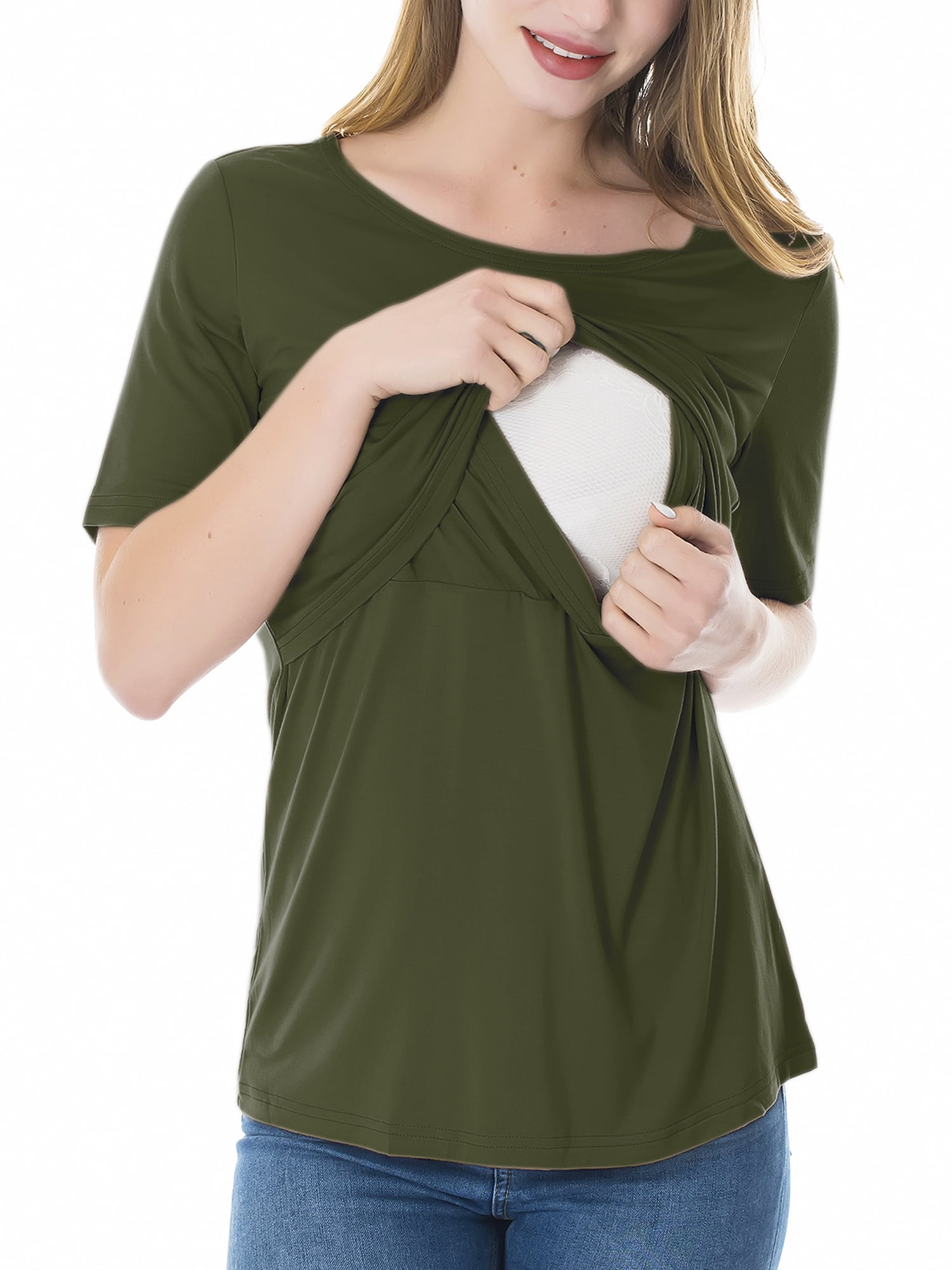 Women's Maternity Nursing Tops Clothes Breastfeeding T-Shirts 3-Pack