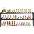 thumbnail image 3 of Long Shoe Rack 2 Tier Shoe Storage Organizer Wide Stackable Shoe Organizer Racks for Closet Entryway,Shoe Shelf Stand Sturdy Durable Shoes Rack Holder Save Space, 3 of 6
