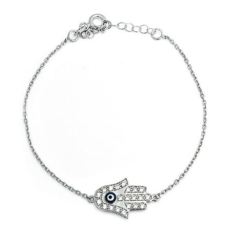 Bling Jewelry 925 Sterling Silver Cz Evil Eye Hamsa Bracelet 6 5 925 Sterling Silver Cz Evil Eye Hamsa Bracelet 6 5 Inch