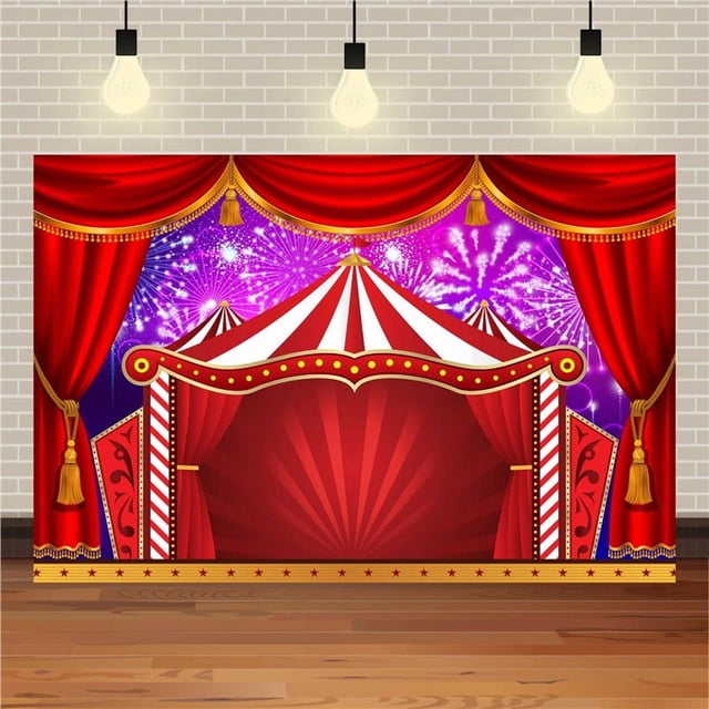 Fwttom Carnival Circus Photography Background Red Tent Curtain Circus Stage Theme Photo Background
