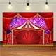 thumbnail image 1 of Fondo para fotografía de circo de carnaval | Cortina de carpa a rayas rojas y blancas | Decoración para fiesta temática de escenario | Fondo de tela reutilizable, 1 of 1