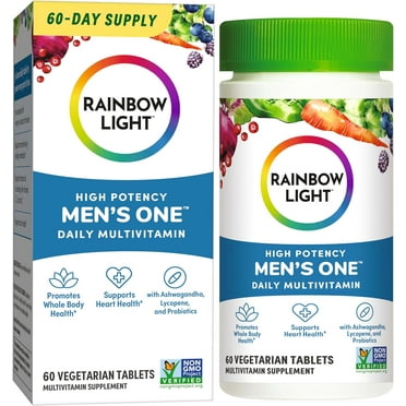 Multivitamin for Men with Vitamin C, D, Zinc, and Probiotics | 60 Vegetarian Tablets | by Rainbow Light