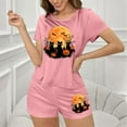 thumbnail image 6 of purcolt Two-Piece Women's Lounge Sets Pumpkin Graphic Short Pajamas Set Halloween Loungewear Holiday Outfits, 6 of 7