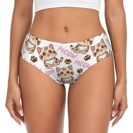 Womens Underwear - Pink Sketch Cute Cartoon Cat No Show Seamless Underwear for Women  Kawaii Soft Stretch Women s Panties  Hipster Ladies Panties Bikini Underwear Briefs