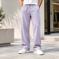 thumbnail image 2 of Men's Straight Leg Sweatpants Elastic Waist Drawstring Loose Fit Open Bottom with Pockets Lounge Pants, 2 of 4