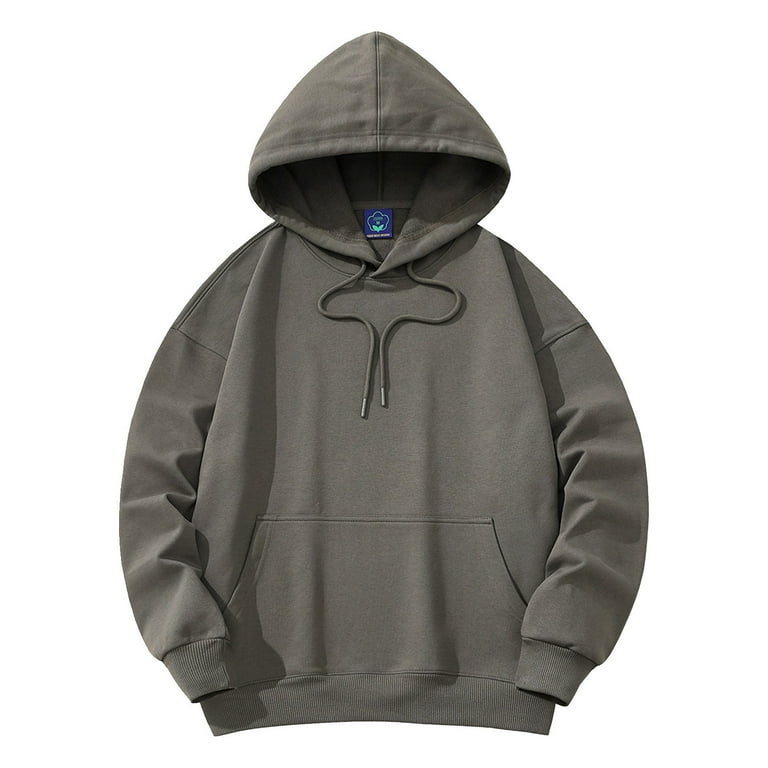 EHTMSAK Half Hoodie Men Long Sleeve Drawstring Mens V Neck Sweatshirts No Hood Solid Mens Warm Long Coat Drawstring Mens Lightweight Jacket Men Brown1 XL Walmart