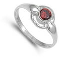 thumbnail image 4 of CHOOSE YOUR COLOR Simulated Garnet Solitaire Baby Ring .925 Sterling Silver Band Red CZ Female Size 3, 4 of 4