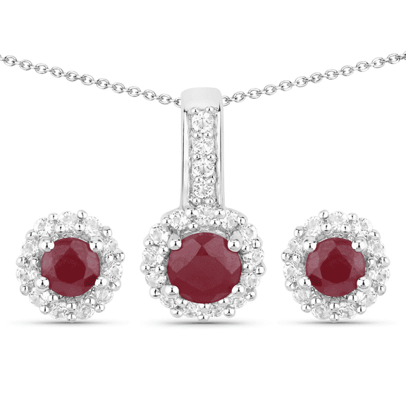 Silver Ruby Jewelry Set