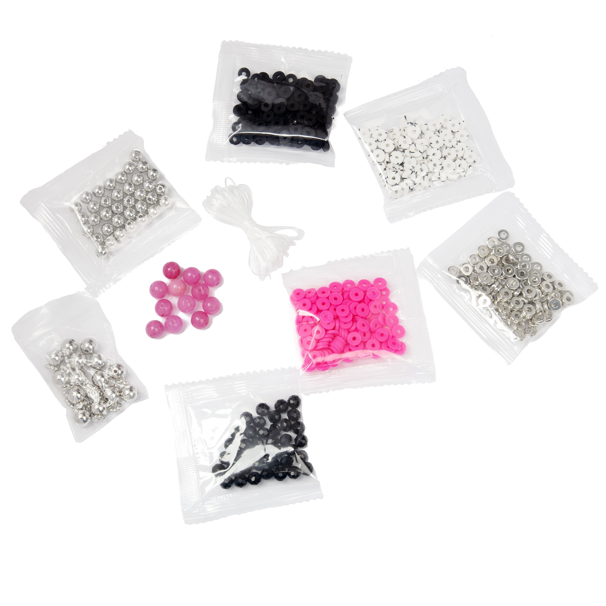 Cousin DIY Pink and Black Heishi Stack DIY Bracelet Kit, 564 Beads, Clay/Metal, Adult, 69995660