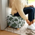 thumbnail image 5 of SCRAWLGOD Cow Print Green White Ottoman Slipcover, Washable Square Folding Storage Stool Ottoman Cover Polyester Stretch Fabric Furniture Protector for Indoor Living Room, 5 of 7