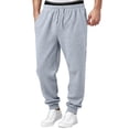 thumbnail image 2 of Mens Jogger Sweatpants Drawstring Elastic Waist Ribbed Cuffed Ankle Pants Solid Color Loose Fit Casual Trousers, 2 of 7