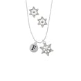 thumbnail image 2 of Delight Jewelry Silvertone Capital Letter - F - Pebble Disc - Silver tone Snowflake Charm Necklace and Stud Earrings, 2 of 4