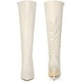 thumbnail image 6 of BLISSFUL STEP Women's Boots Knee High Slim Calf Pointed Toe Stiletto Heel Cream 7.5, 6 of 7
