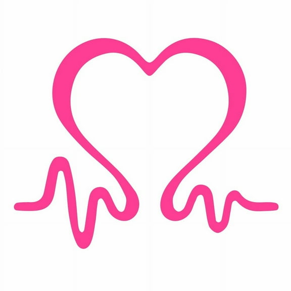 Two (2) Breast Cancer Awareness Heartbeat Car Wall Vinyl Sticker Decal Window