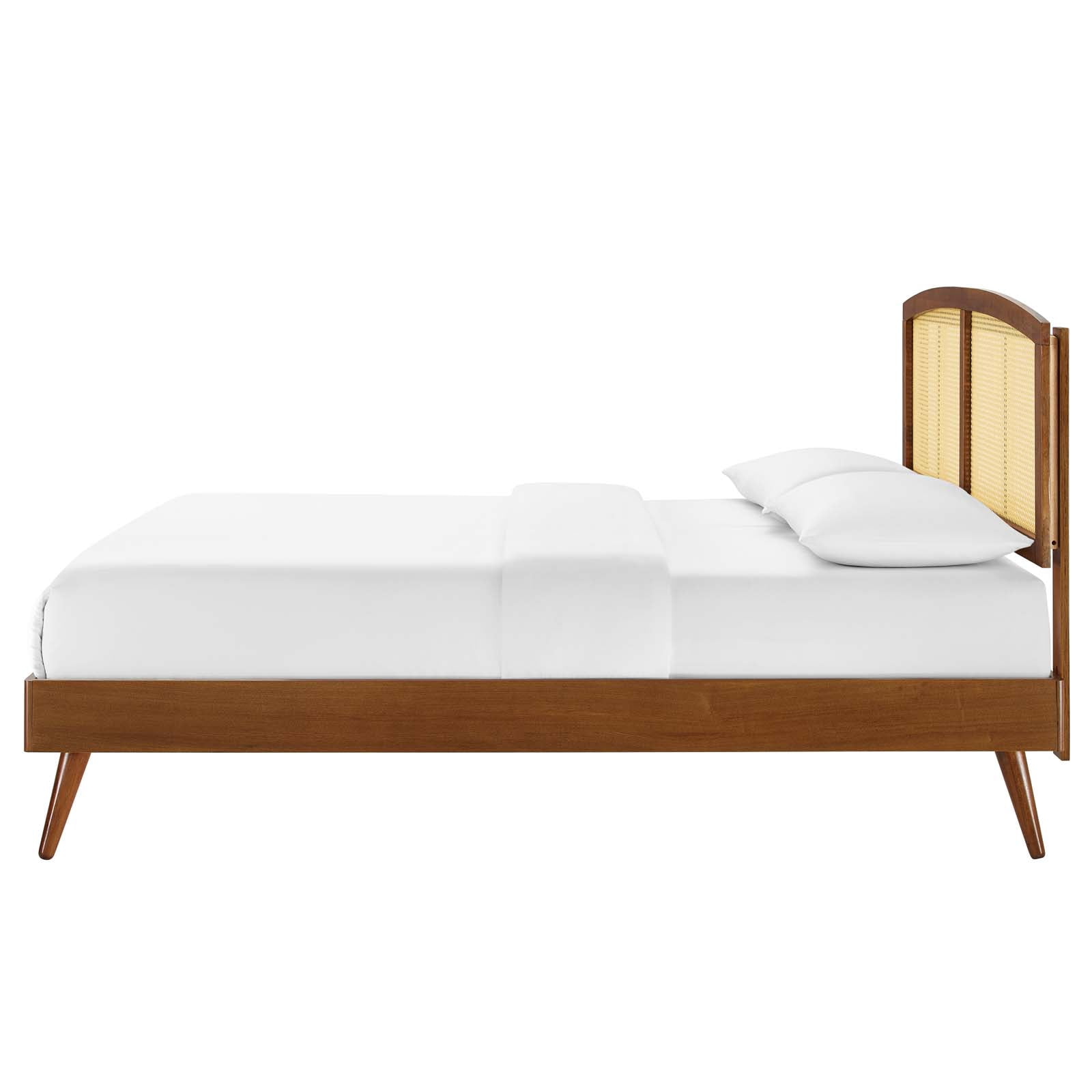 Platform Bed Frame, King Size, Wood, Brown Walnut, Modern Contemporary Urban Design, Bedroom Master Guest Suite
