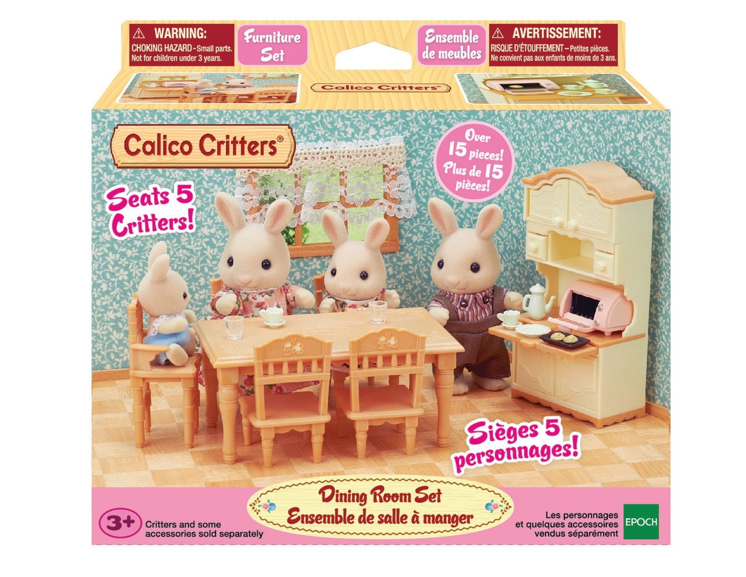 Calico Critters Dining Room Set, Dollhouse Furniture and Accessories