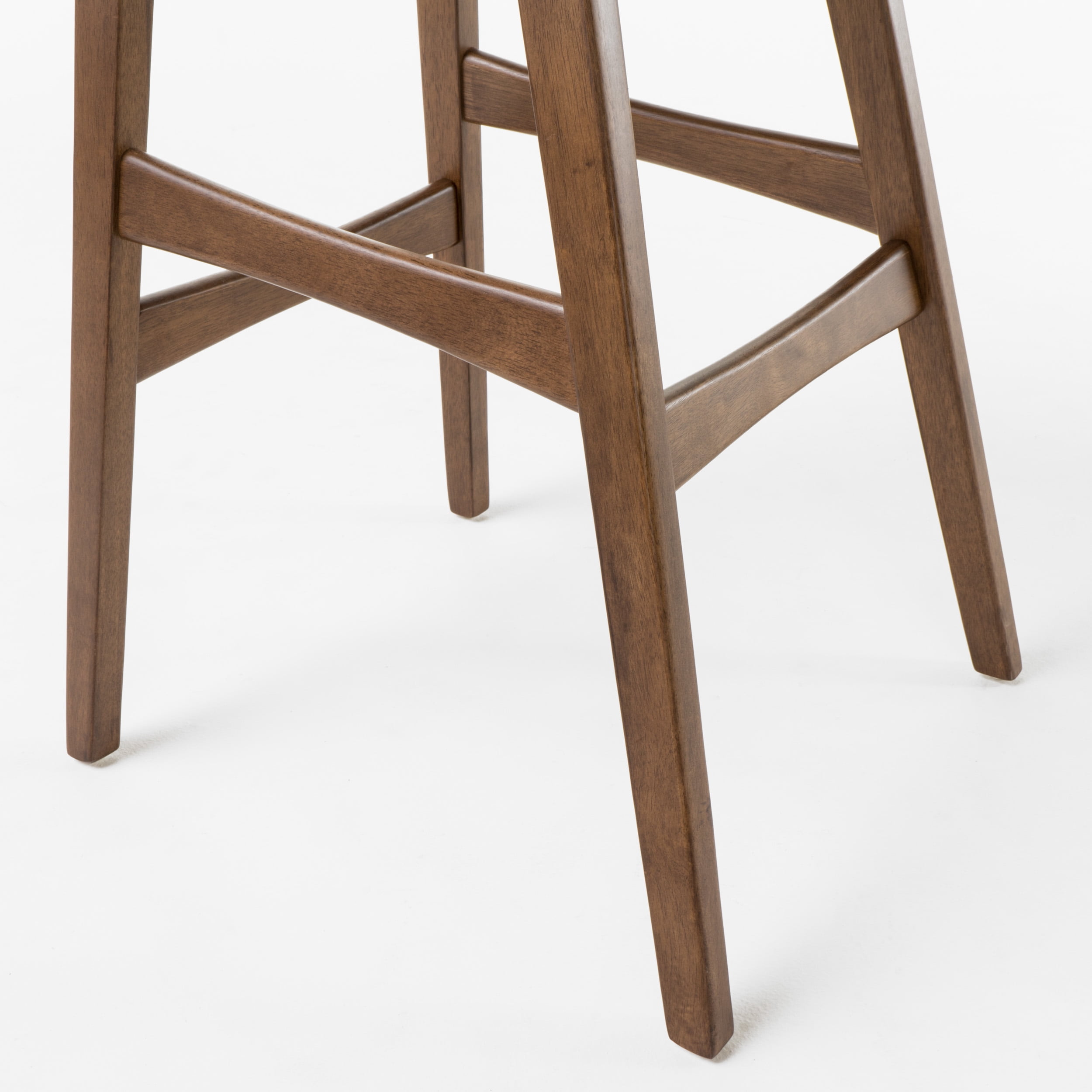 Noble House Jackie Indoor Walnut Finish Bar Stools, Set of 2, Light Beige