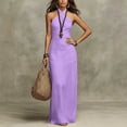thumbnail image 4 of QUNYINEY Sleeveless Sun Dresses Women Plus Size Long Beach Summer A Line Dress Casual Halter Vacation Slim Fit Solid Dresses, 4 of 5