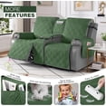 thumbnail image 5 of Waterproof Loveseat Recliner Cover with Console, Non-Slip Reclining Loveseat with Console Cover with Pocket, Split Recliner Sofa Covers Furniture Protector for Pets Dogs(2 Seater, Green), 5 of 6