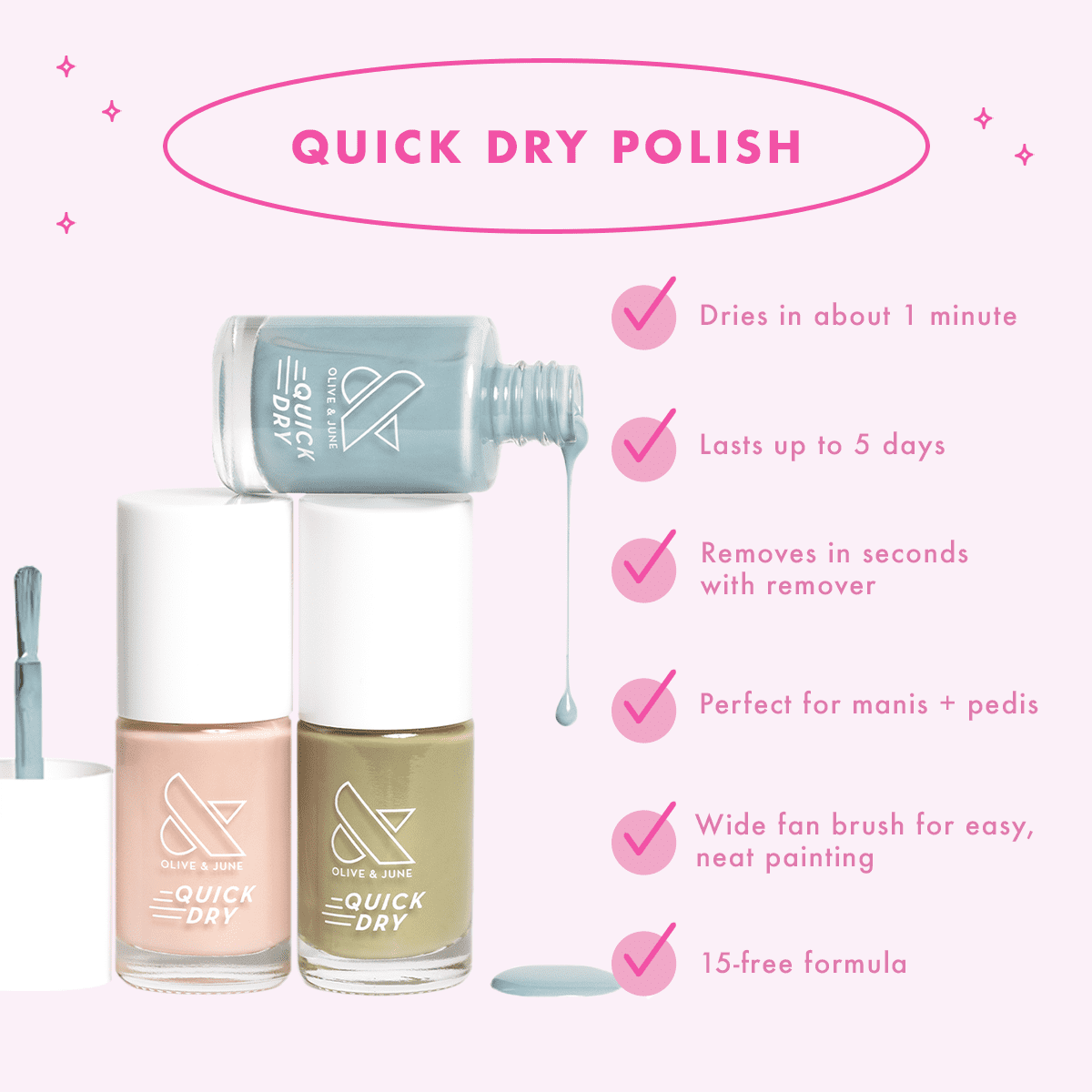 Olive & June Quick Dry Nail Polish, Mulberry, 0.3 fl oz