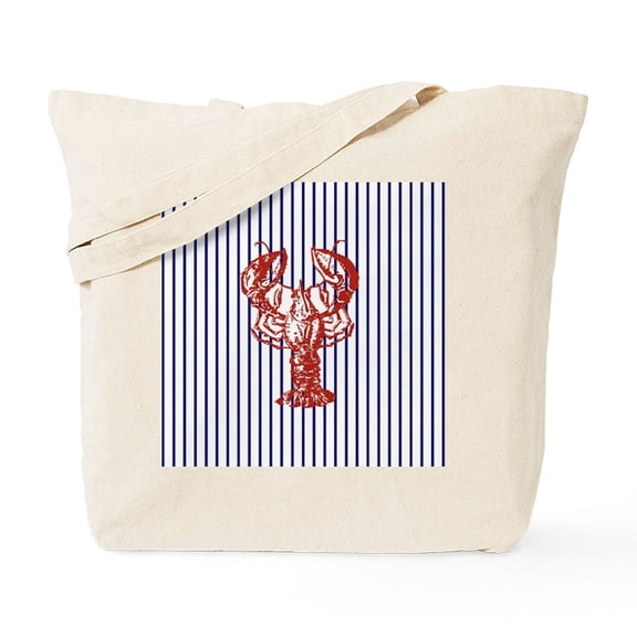 CafePress - Blue Nautical Stripes Vintage Lobster Tote Bag - Unisex Canvas Tote Bag, Beige, 1-Piece