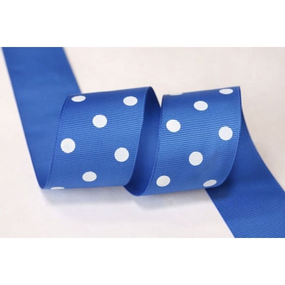 Ribbon Bazaar Grosgrain Polka Dots 1-1/2 inch Royal Blue 25 yards 100% Polyester Ribbon