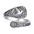thumbnail image 1 of Hummingbird Spoon Ring Adjustable Thumb Jewelry Handmade Antique Silver Ring For Women Unique Boho, 1 of 7