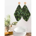 thumbnail image 2 of Spring Leaves Kitchen Dish Towels for Drying Dishes Set of 2, Pastoral Garden Botanical Black Waffle Weave Microfiber Hand Tea Bathroom Towels Quick Dry & Absorbent Towel 12x12, 2 of 7