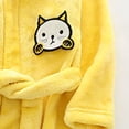 thumbnail image 3 of Boys Girls Cartoon Cat Fleece Hooded Robes Warm Bathrobe Kids Soft Fuzzy Wrap Loungewear for Shower Home, 3 of 5