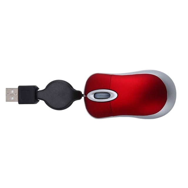EeaseCA 2Pc Mini Compact Travel Optical Mouse Retractable Cord Plug and Play for Windows (Red)