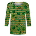 thumbnail image 5 of HOMBOM Womens St.Patricks Day Shirts Spring Irish Graphic Tees Shamrock Print 3/4 Sleeve Funny Multicolor Crewneck Tops for Women, 5 of 8