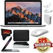 Apple 13.3" MacBook Pro (Mid 2017, Space Gray) + 2.4 GHz Slim Optical Wireless Bluetooth + 7 Port USB Hub (White) + iHip IP-IV-WH Fiber Cord Headphone with In-Line Microphone Bundle