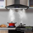 thumbnail image 5 of 30 inch Wall Mount Range Hood Stainless Steel 350 Cfm Cooking Stove Vented LED Lamp 3 Speed Black, 5 of 10