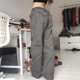 thumbnail image 3 of Pantalón Cargo Mujer Con Cremallera Talle Alto Algodón Suave Diseño Para Cumpleaños Regalo San Valentín Gris, 3 of 5