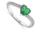 thumbnail image 4 of CHOOSE YOUR COLOR Solitaire Simulated Emerald Heart Promise Ring .925 Sterling Silver Band Green CZ Female Size 7, 4 of 4