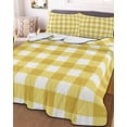 thumbnail image 3 of Quilts Twin Size, Yellow Gradient Soft Comforter Bedding Set for Bed, Farm Plaid Buffalo Checkered Gingham Lightweight Quilted Bedspread with Pillow Cover(2 Pieces) for All Season, 68x86 Inch, 3 of 6
