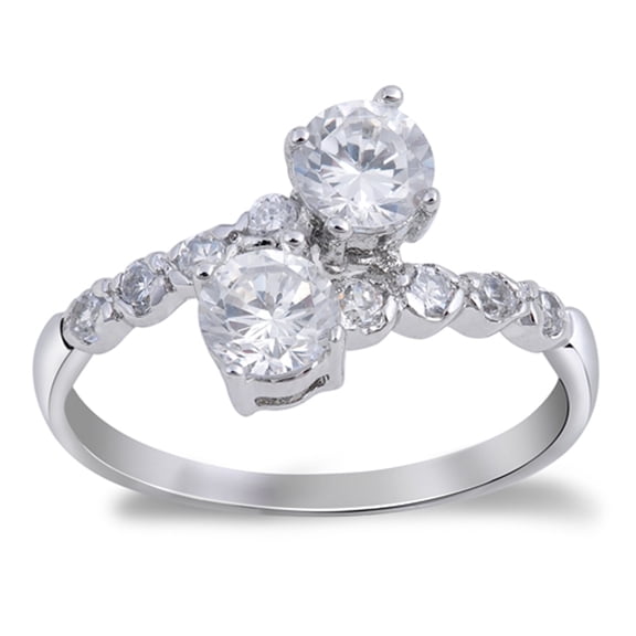 CHOOSE YOUR COLOR Clear CZ Crossover Elegant Ring 925 Sterling Silver Band White Female Size 6