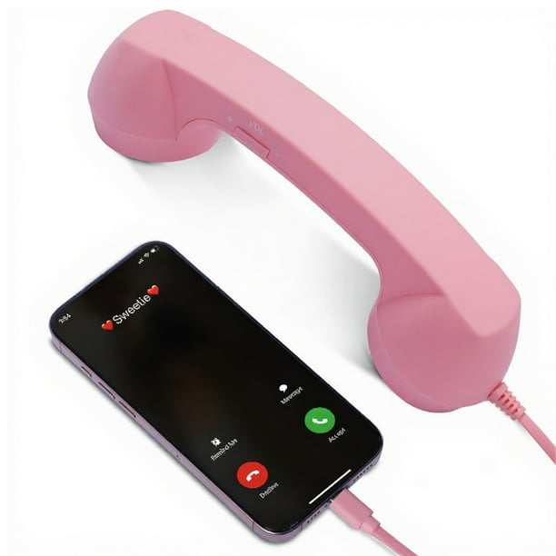 Cateissary Teléfono retro de comunicación con transmisión de señal estable y receptor tipo C. Teléfono y Comunicación rosa