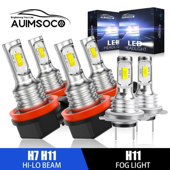 6X H7 H11 H11 Combo LED Headlight Bulbs Hi Low Fog Kit For Ford Fusion 2006-2018 Plug-N-Play High Power Lamps