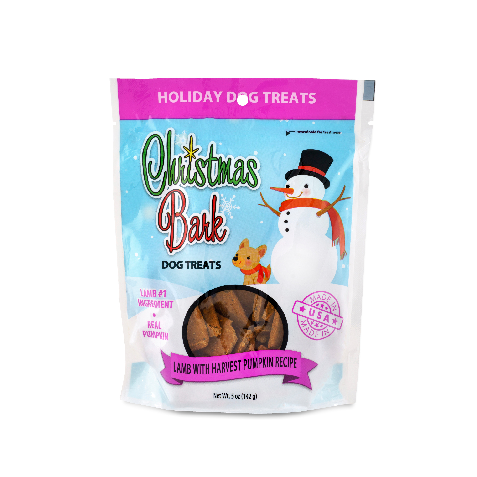 Christmas Bark Lamb with Harvest Pumpkin Recipe Dog Treats 5 oz