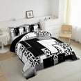 thumbnail image 4 of Black White Grey King Comforter Set Teen Abstract Wildlife Skin Bedding Sets Geometric Leopard Quilt Comforter Buffalo Check Cheetah Print Bed Duvet Set, 4 of 6