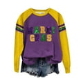 thumbnail image 2 of Ploknplq Mardi Gras Outfit for Women Mardi Gras Shirts for Women's Carnival Print Crew Neck Long Sleeve Top Mardi Gras Purple L, 2 of 4