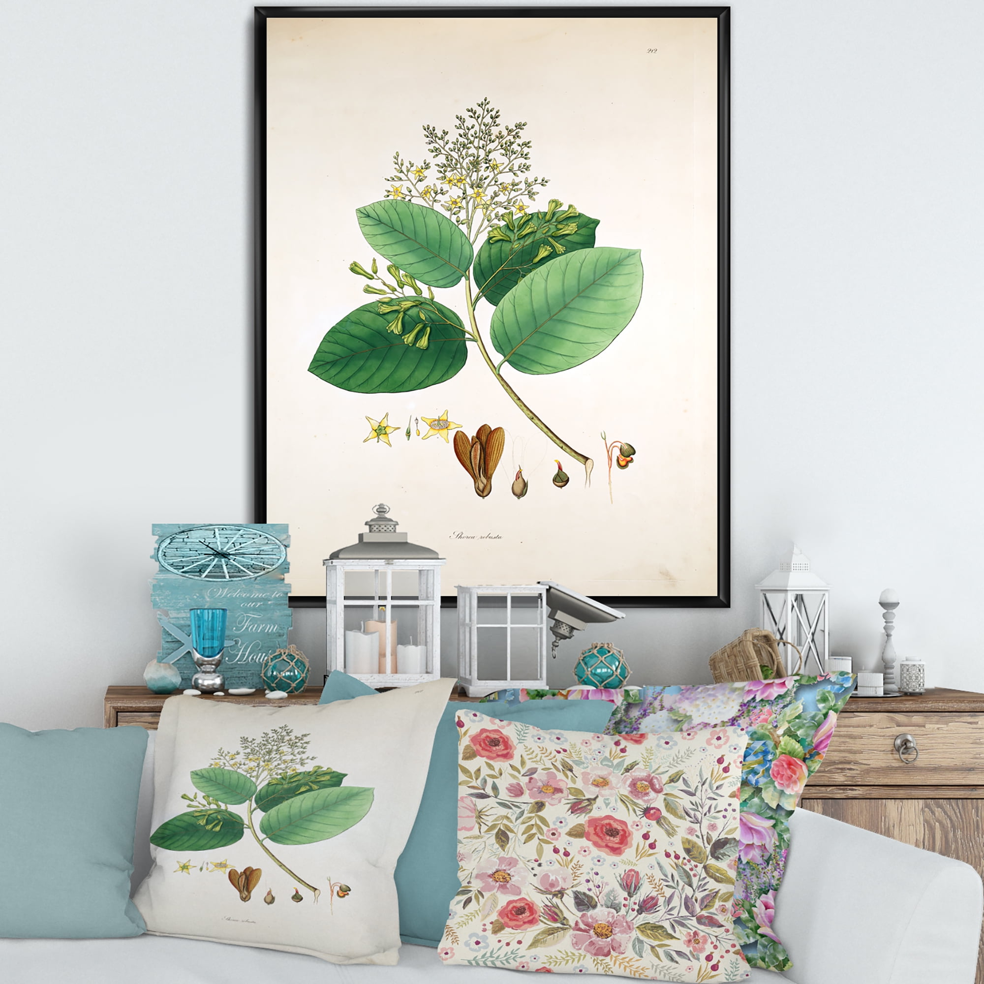 Designart 'Ancient Botanicals III' Farmhouse Framed Canvas Wall Art Print