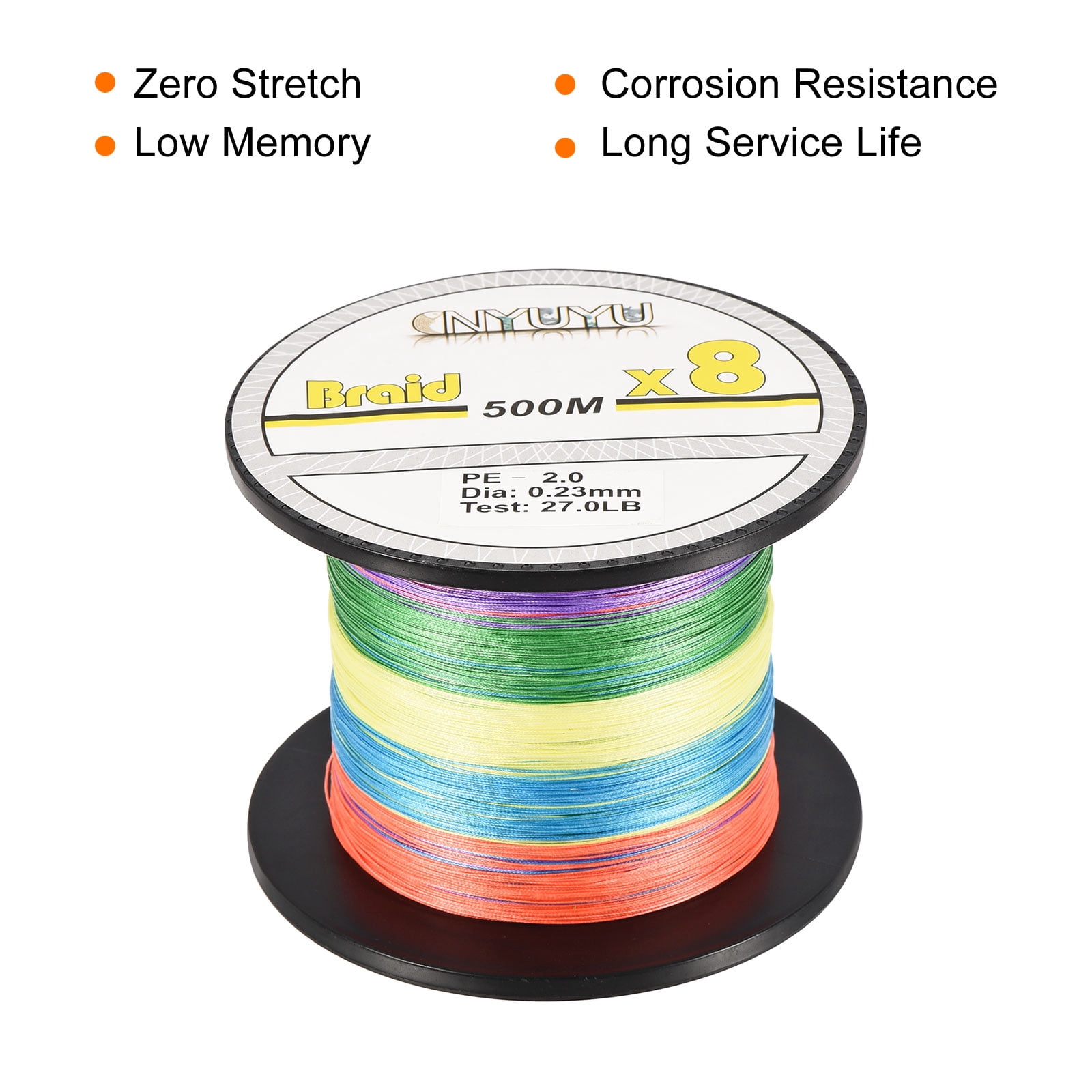 Uxcell 547Yard/1640Ft 28LB 8 Strands Abrasion Resistant PE Braided Fishing Line Colored
