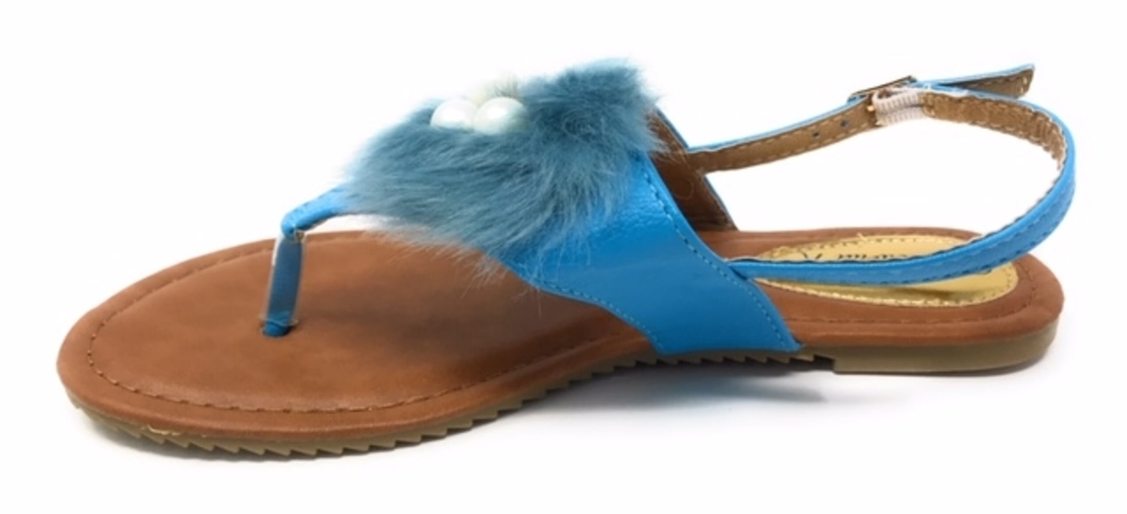 Victoria K Women's Faux Fur And Pearls Sandals