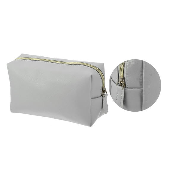 Vocoste PU Leather Makeup Bag Large Makeup Bag Make Up Brush Organizer Bag Toiletry Bag for Women M Size Gray
