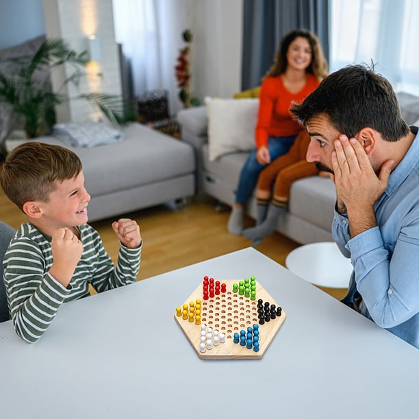 Juego De Damas Chinas De Madera De Caucho – Tablero De 23 Cm Para Niños De 4 A 8 Años